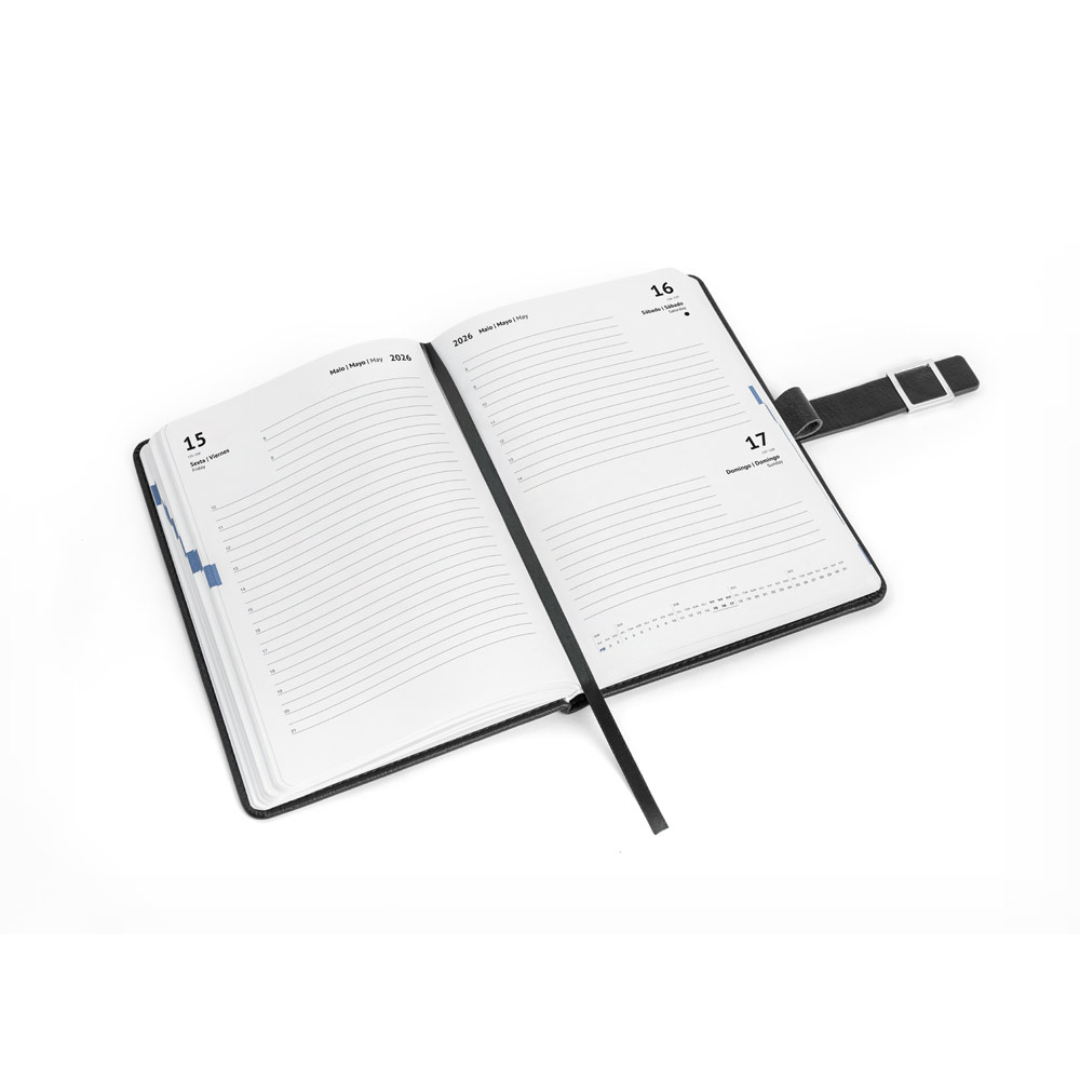 Agenda de diseño elegante y funcional elaborada con materiales reciclados y papel certificado FSC™