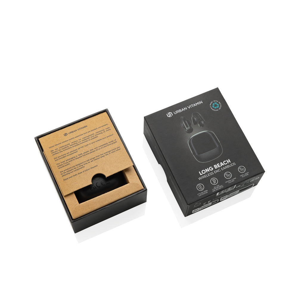 Auriculares Inalámbricos "Open-Ear" Sostenibles de ABS Reciclado Certificado RCS para Personalizar con ENC Urban Vitamin Long Beach