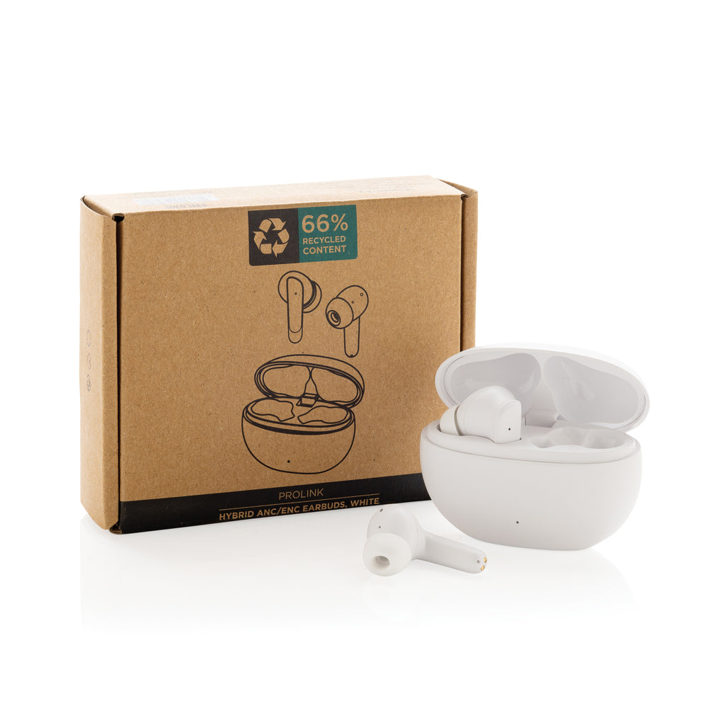 Auriculares Sostenibles Híbridos con ANC/ENC de Plástico Reciclado Con Certificado RCS para Personalizar Prolink