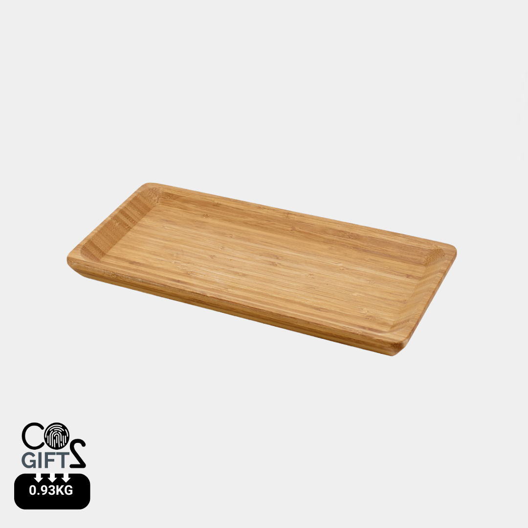 Bandeja de bambú natural en caja de regalo de papel kraft – Regalo corporativo sostenible
