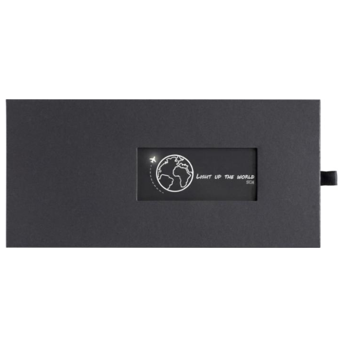 Batería Externa Sostenible de Carga Solar para Personalización Con Logo Retroiluminado SCX.design P30 8000 mAh