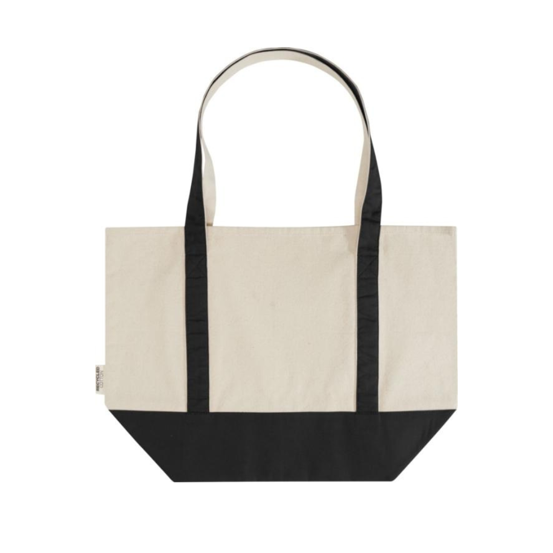 Bolsa Tote Sostenible de Algodón Reciclado con Certificado GRS de 320 g/m² Bicolor para Personalizar Especial Playa Sam