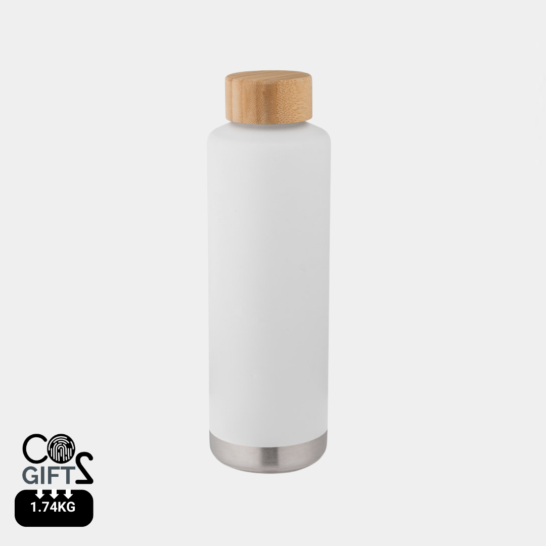 Botella Térmica Sostenible de 36% Acero Inoxidable Reciclado de Doble Pared para Personalizar con Tapa de Bambú Norre Bottle - 640ml