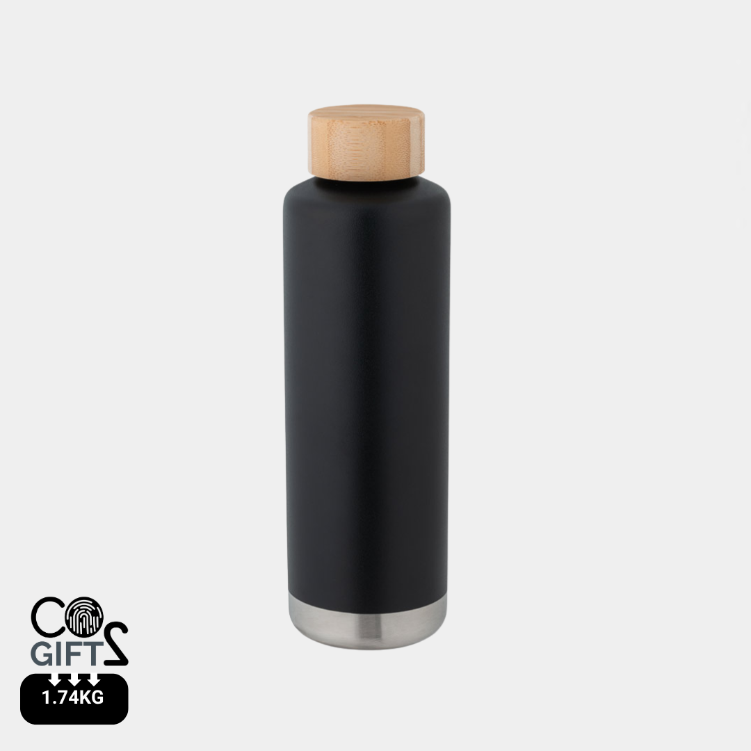 Botella Térmica Sostenible de 36% Acero Inoxidable Reciclado de Doble Pared para Personalizar con Tapa de Bambú Norre Bottle - 640ml