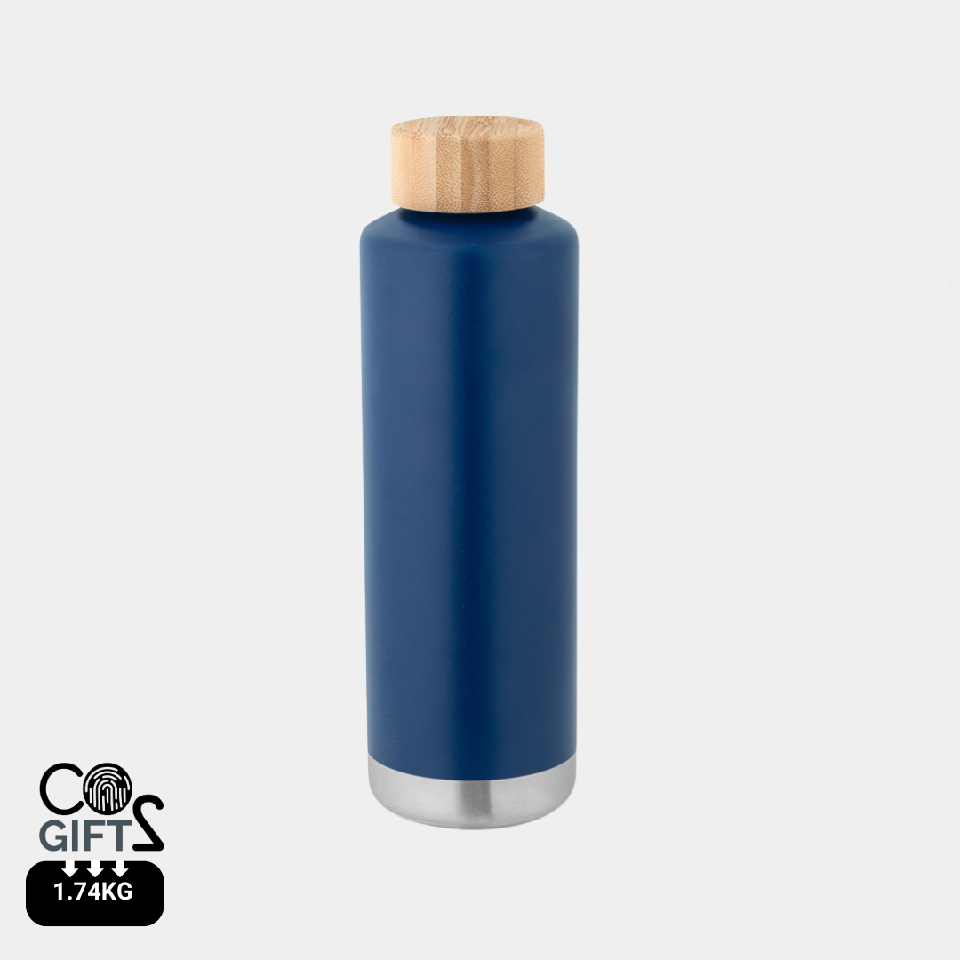 Botella Térmica Sostenible de 36% Acero Inoxidable Reciclado de Doble Pared para Personalizar con Tapa de Bambú Norre Bottle - 640ml