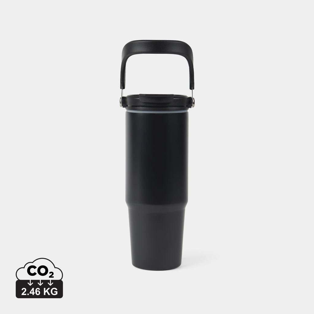 Botella Térmica Sostenible de Acero Inoxidable Reciclado de Doble Pared con Certificado RCS para Personalizar con Asa de Transporte Eos Trek SS - 880ml