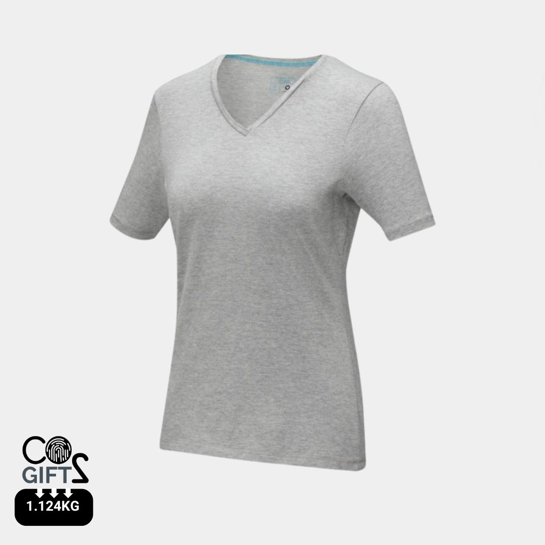 Camiseta Ecológica 95% Algodón Orgánico 200 gr/m2 con Certificado OEKO-TEX®Personalizable Cuello Pico para Mujer "Kawartha"