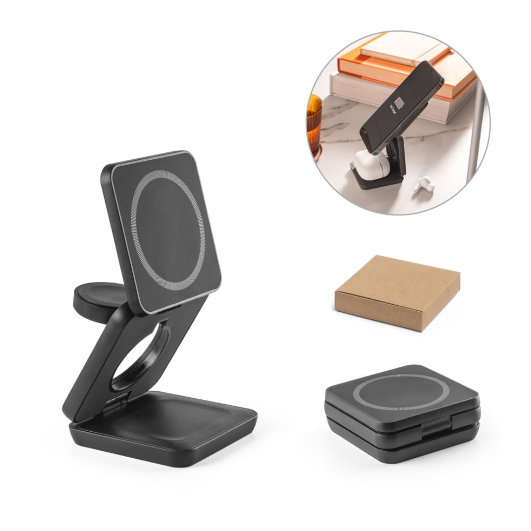Cargador Inalámbrico agnético 3 en 1 Sostenible de ABS Reciclado Ultrarápido Para Personalizar Broglie- 15W