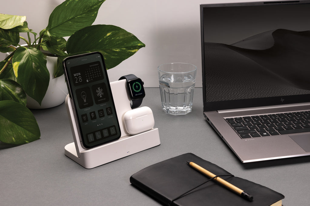 Cargador Inalámbrico Dual Ecológico de ABS Reciclado con Certificado RCS Para Personalizar Especial Oficinas Joltz 15W+5W