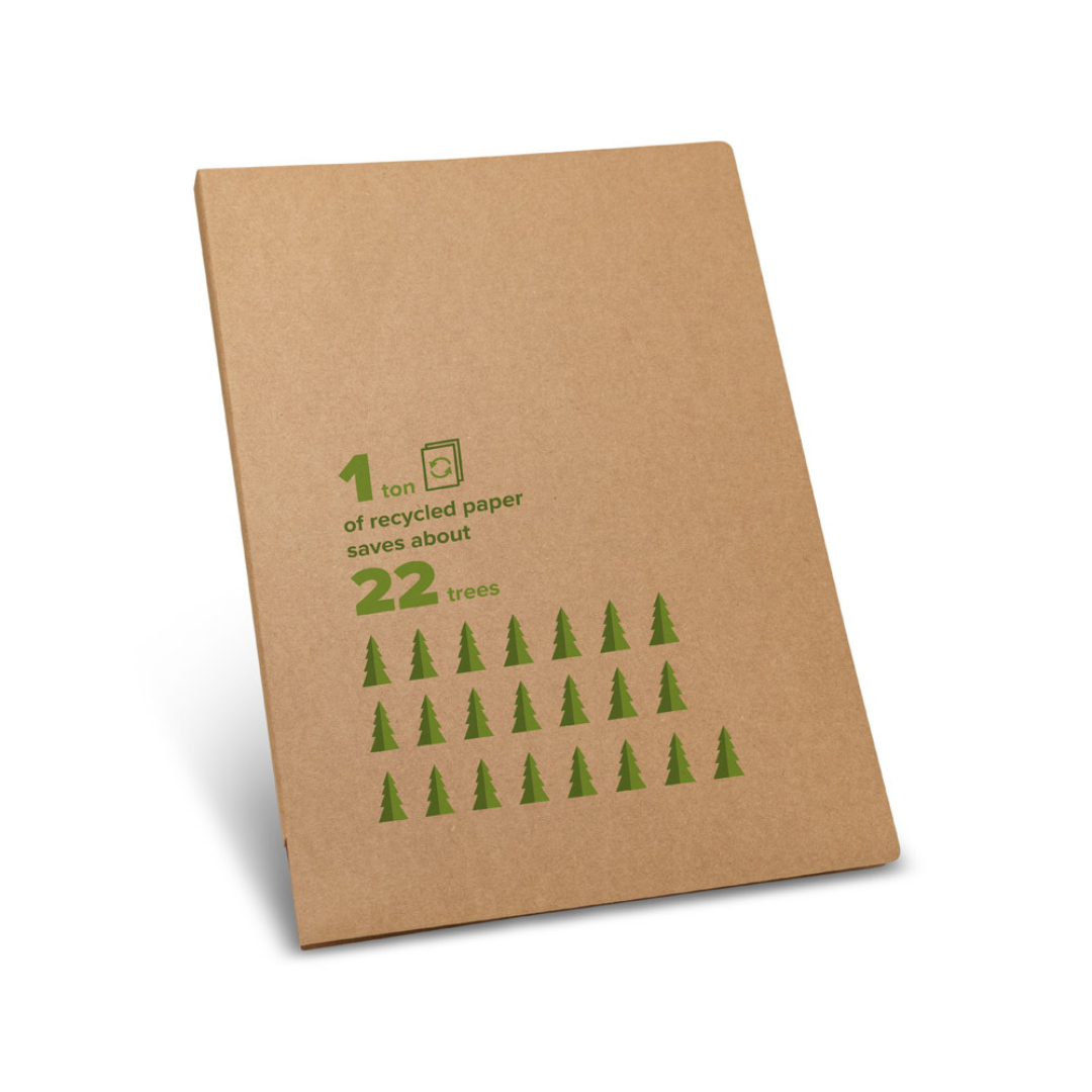 Carpeta Ecológica Kraft con Bloc de Notas y Bolígrafo Tinta Azul Incluido para Personalizar Poe