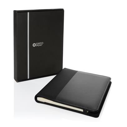 Carpeta Ecológica de RPET y PU Reciclado con Certificación RCS y Trazador AWARE ™ para Personalizar con Bloc de Notas Swiss Peak Script - A5