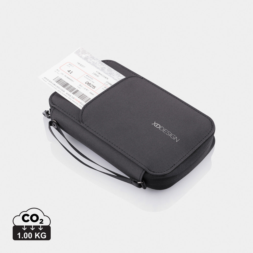 Cartera Ecológica RFID de Materiales Reciclados Personalizable para Tarjetas y Pasaporte con Soporte para Móvil y Cierre Magnético XD