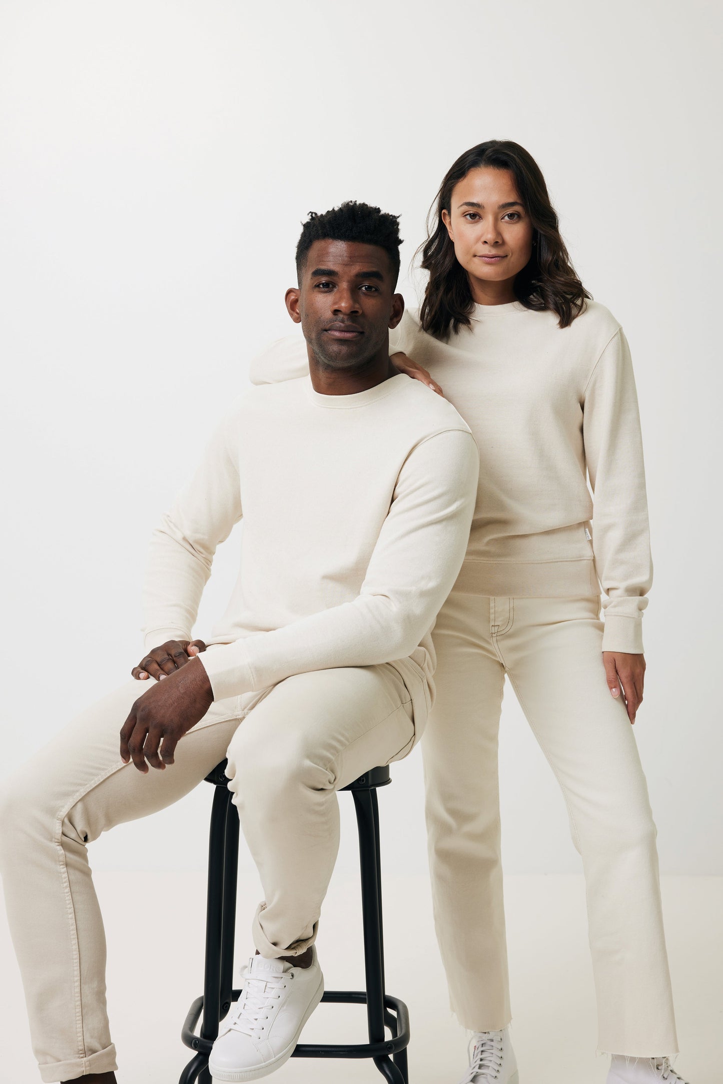 Jersey Ecológico de 50% Algodón Reciclado y 50% Algodón Orgánico sin Teñir para Personalizar con Trazador AWARE™ Iqonic Denali 340 G/M²