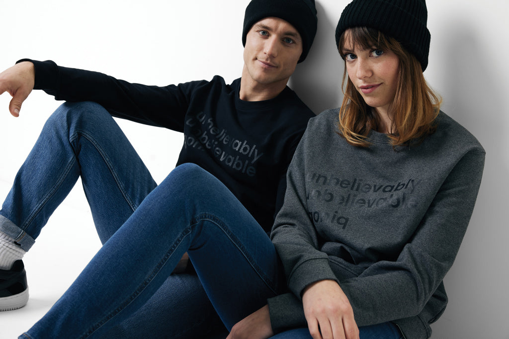 Jersey Ecológico de 50% Algodón Reciclado y 50% Algodón Orgánico sin Teñir para Personalizar con Trazador AWARE™ Iqonic Denali 340 G/M²