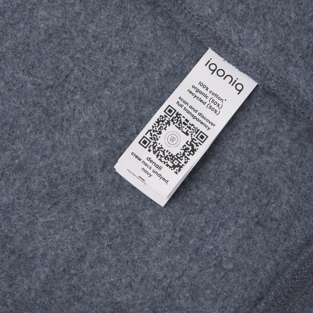 Jersey Ecológico de 50% Algodón Reciclado y 50% Algodón Orgánico sin Teñir para Personalizar con Trazador AWARE™ Iqonic Denali 340 G/M²