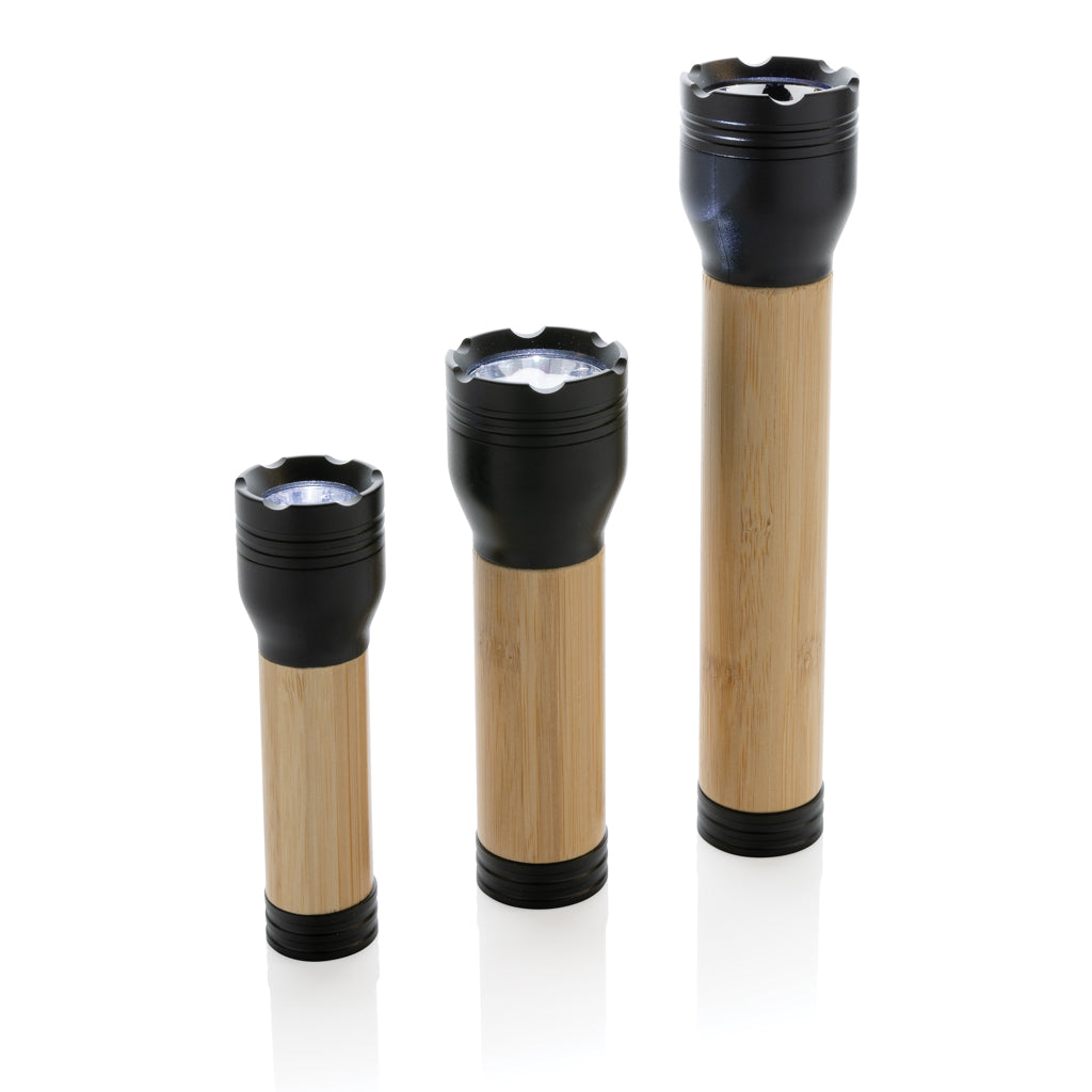Linterna Recargable USB Sostenible de Bambú FSC®y ABS Reciclado con Certificado RCS con 150m de Alcance y 3 Modos de Luz para Personalizar Lucid - 5W