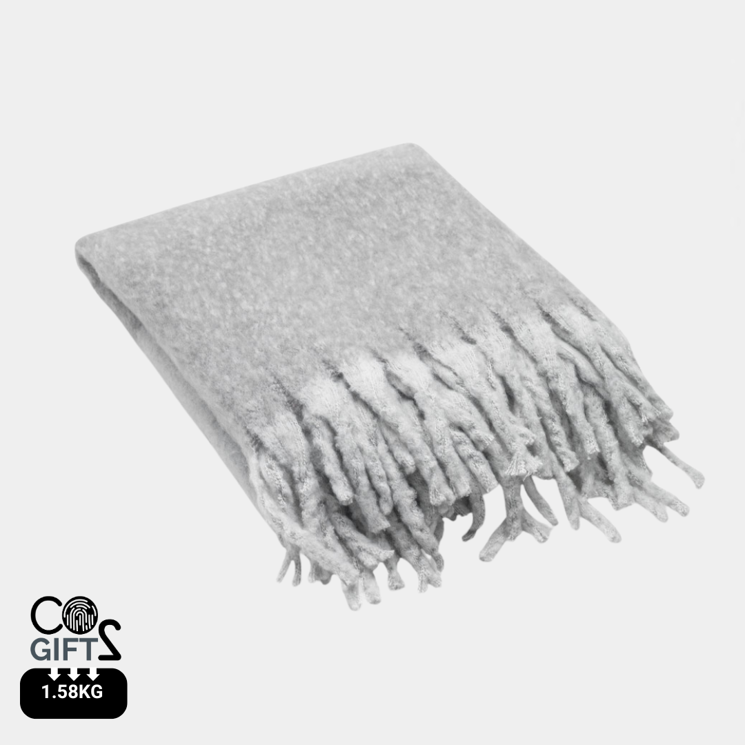 Manta ecológica fabricada en poliéster reciclado rPET con diseño moderno color gris