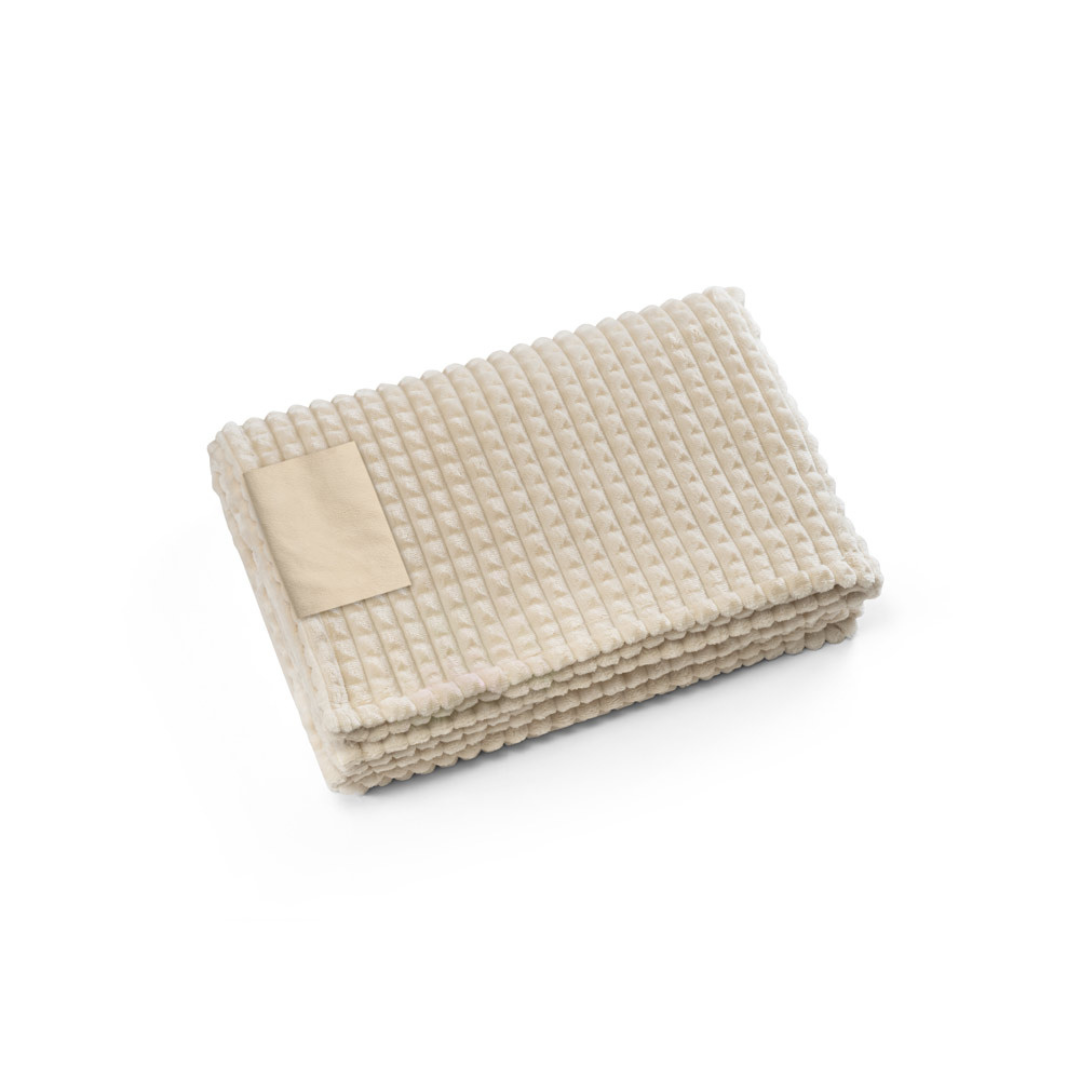 Manta sostenible rPET 100% reciclada con detalle personalizable | CO₂Gifts