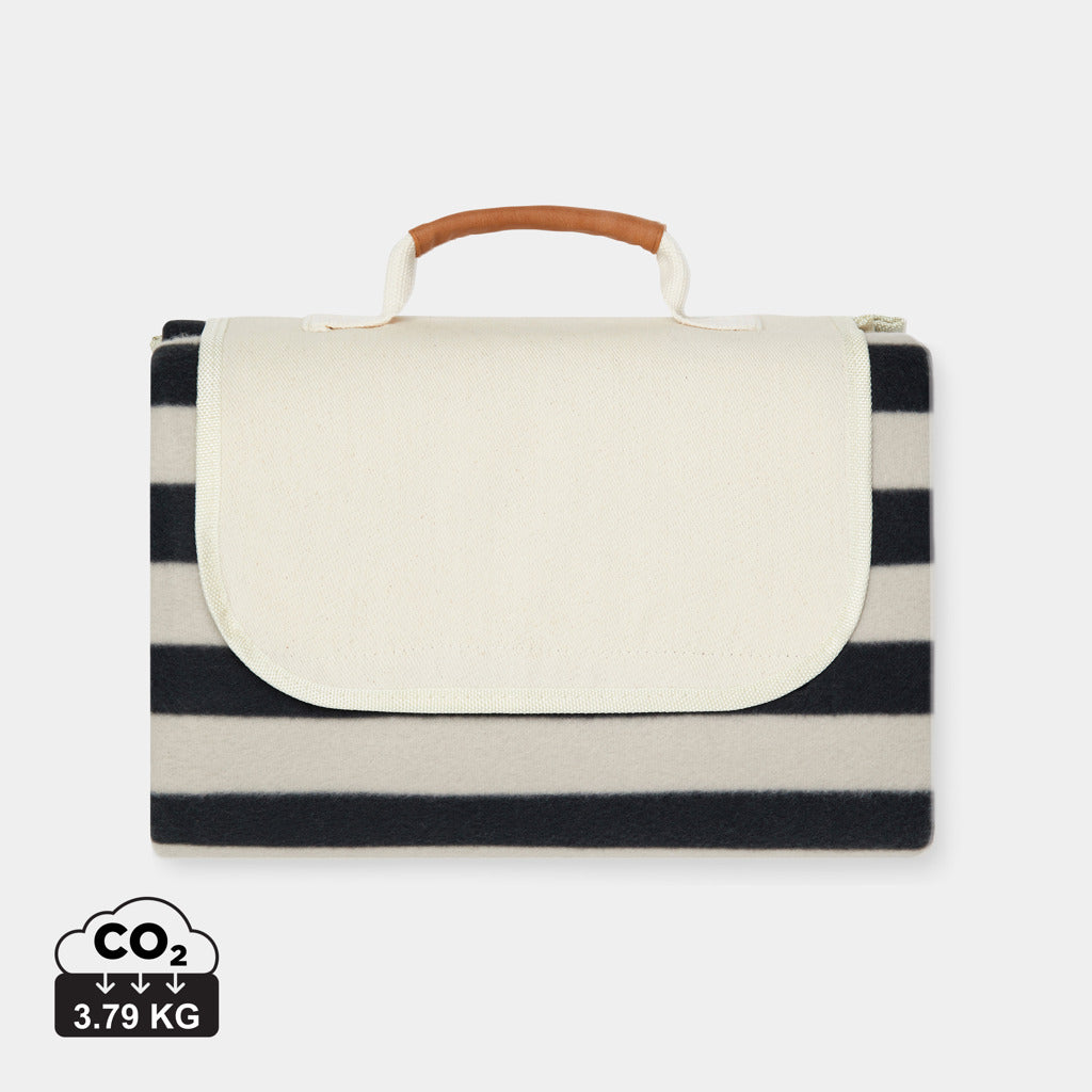 Manta de Picnic Ecológica de rPET Reciclado para Personalizar con Asa Transporte y Certificación GRS Vinga Alba- 130 x 170 cm