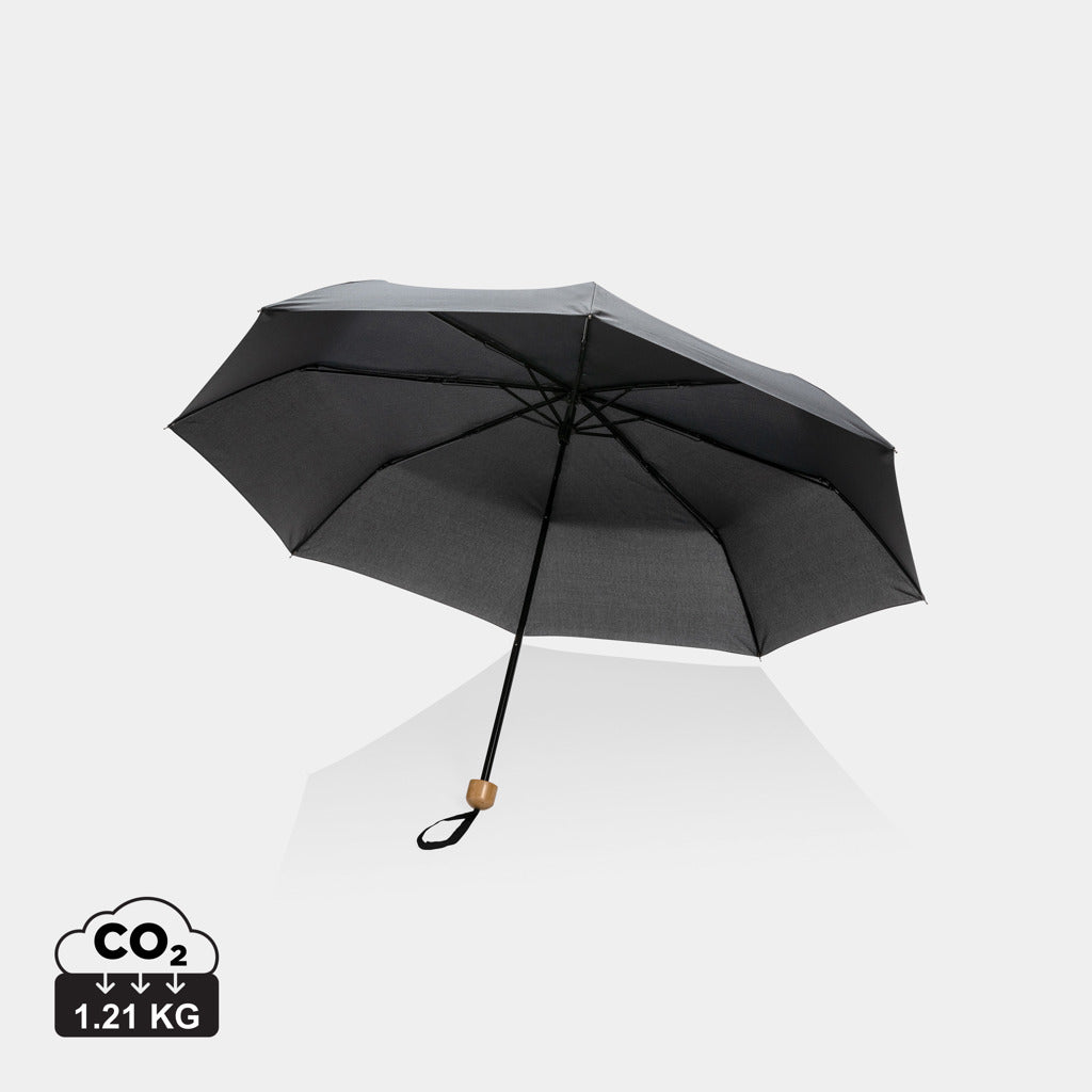 Mini Paraguas Plegable Ecológico rPET Reciclado 190T para Personalizar y Mango de Bambú 20.5" Impact con Trazador AWARE ™