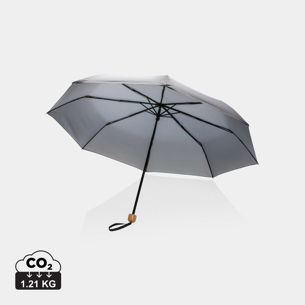 Mini Paraguas Plegable Ecológico rPET Reciclado 190T para Personalizar y Mango de Bambú 20.5" Impact con Trazador AWARE ™