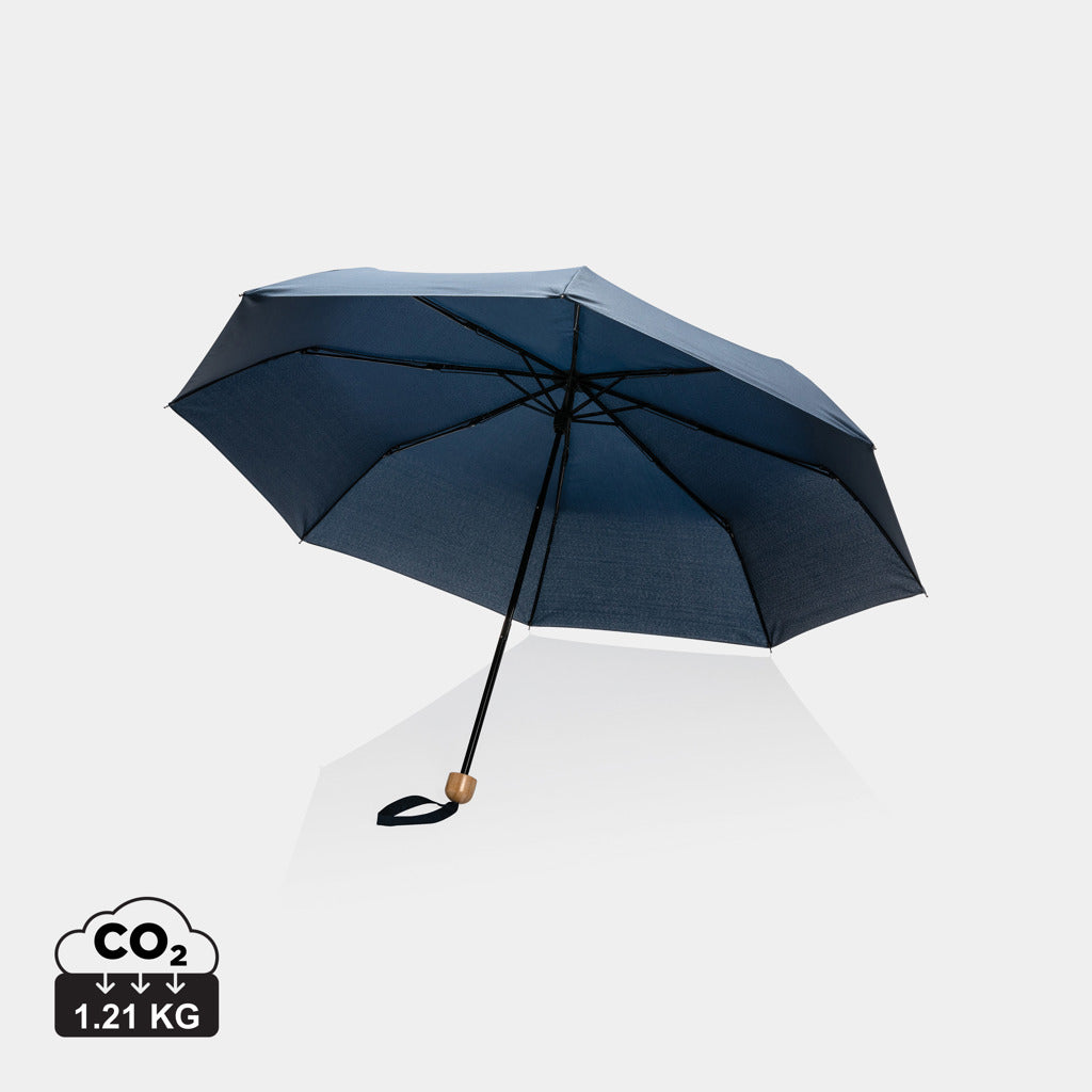 Mini Paraguas Plegable Ecológico rPET Reciclado 190T para Personalizar y Mango de Bambú 20.5" Impact con Trazador AWARE ™