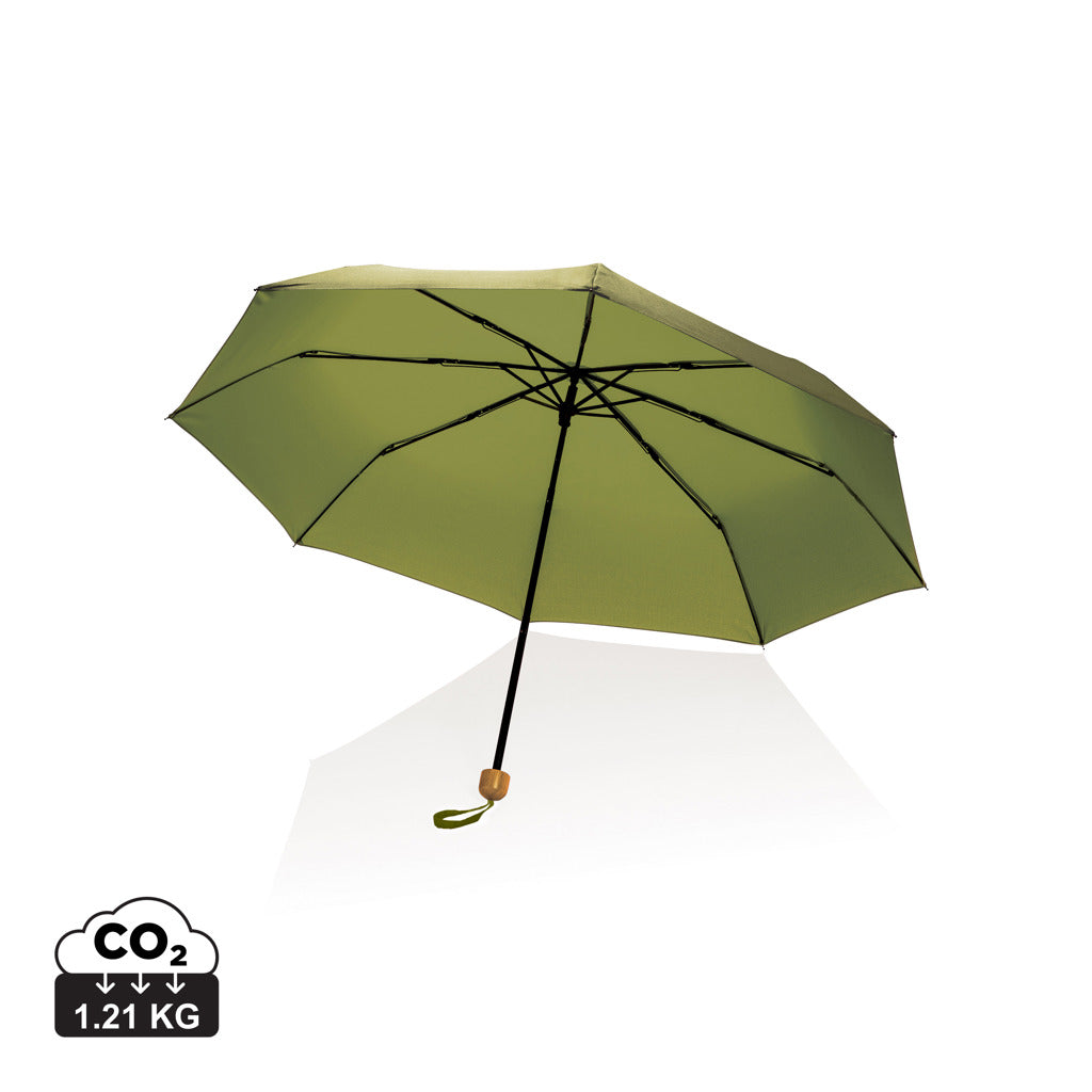 Mini Paraguas Plegable Ecológico rPET Reciclado 190T para Personalizar y Mango de Bambú 20.5" Impact con Trazador AWARE ™