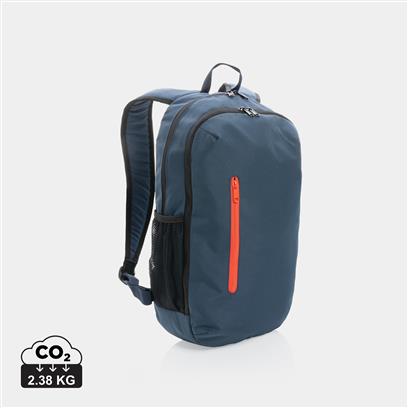 Mochila Casual Ecológica de rPET 300D Reciclado para Personalizar con Dos Compartimentos Impact AWARE ™ y Contribución a ONG Waterorg en Vivos Colores