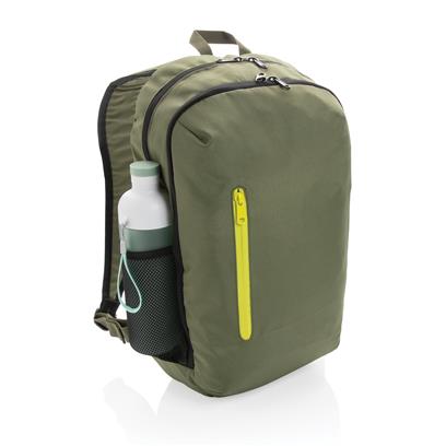 Mochila Casual Ecológica de rPET 300D Reciclado para Personalizar con Dos Compartimentos Impact AWARE ™ y Contribución a ONG Waterorg en Vivos Colores
