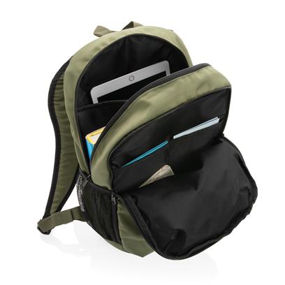 Mochila Casual Ecológica de rPET 300D Reciclado para Personalizar con Dos Compartimentos Impact AWARE ™ y Contribución a ONG Waterorg en Vivos Colores