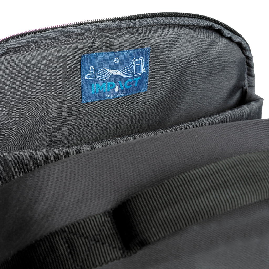 Mochila Ecológica Antirrobo de rPET Reciclado para Personalizar con Funda para Portátil 15,6" con Cintas Trolley Impact AWARE ™ sin PVC