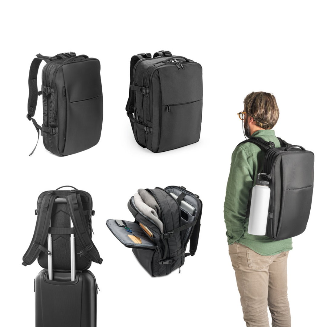 Mochila Expandible de Fin de Semana Sostenible en Poliéster Reciclado 600D con Compartimento para Portátil de 17,3" para Personalizar Especial Viajes Dallas