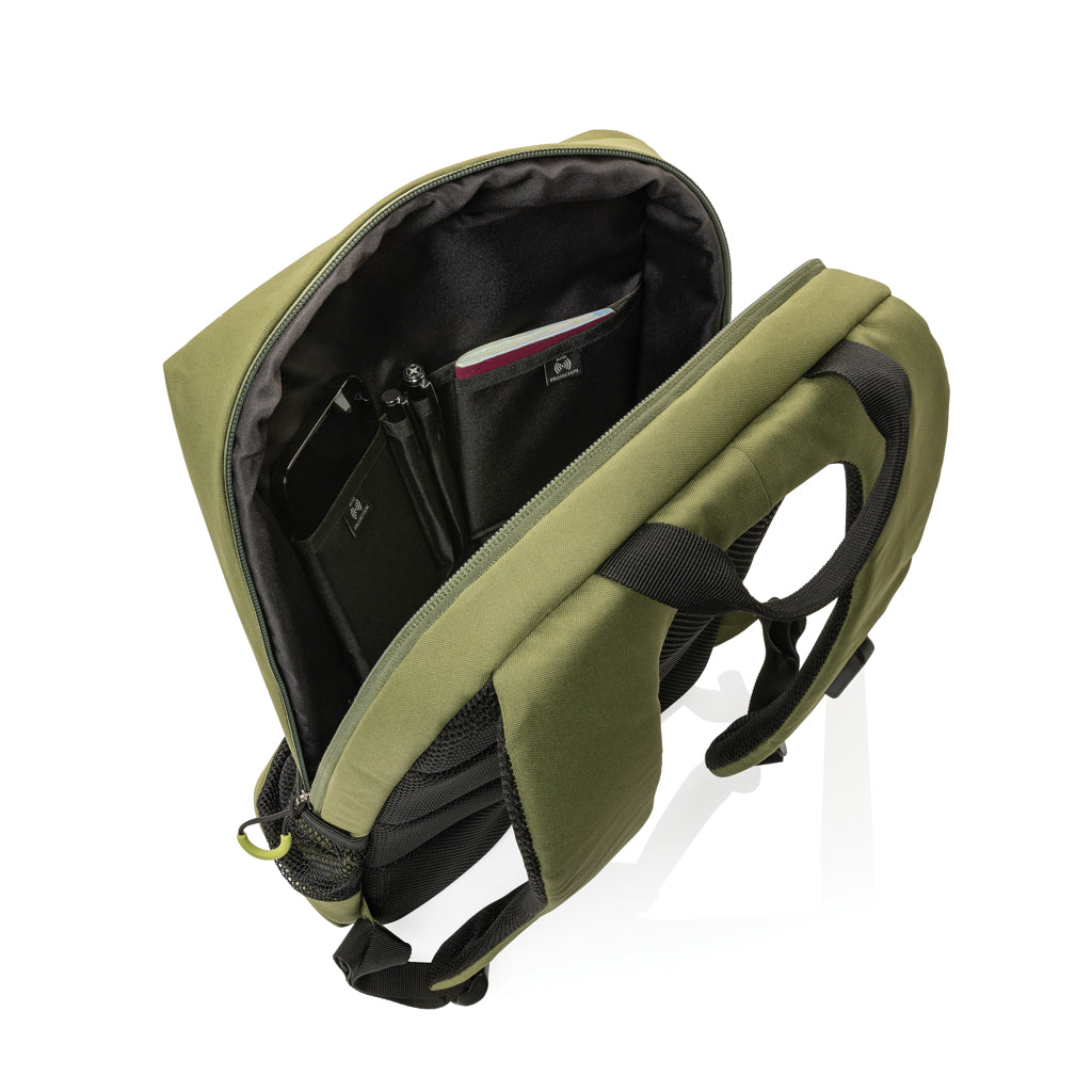 Mochila Moderna para Portátil Sostenible de rPET Reciclado para Personalizar con Funda para Portátil 15,6" Impact AWARE ™ y Seguridad RFID Lima