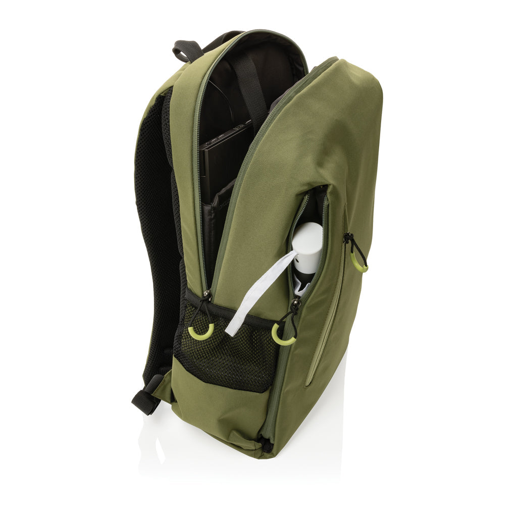 Mochila Moderna para Portátil Sostenible de rPET Reciclado para Personalizar con Funda para Portátil 15,6" Impact AWARE ™ y Seguridad RFID Lima
