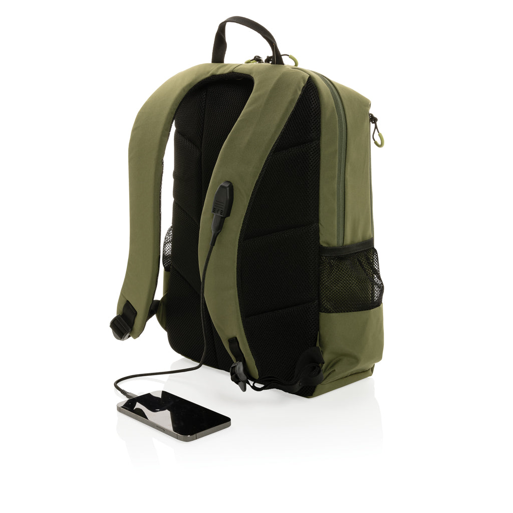 Mochila Moderna para Portátil Sostenible de rPET Reciclado para Personalizar con Funda para Portátil 15,6" Impact AWARE ™ y Seguridad RFID Lima