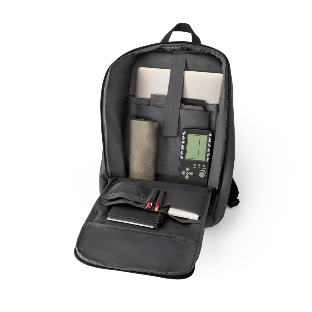 Mochila corporativa ecológica de poliéster reciclado 600D, ideal merchandising sostenible