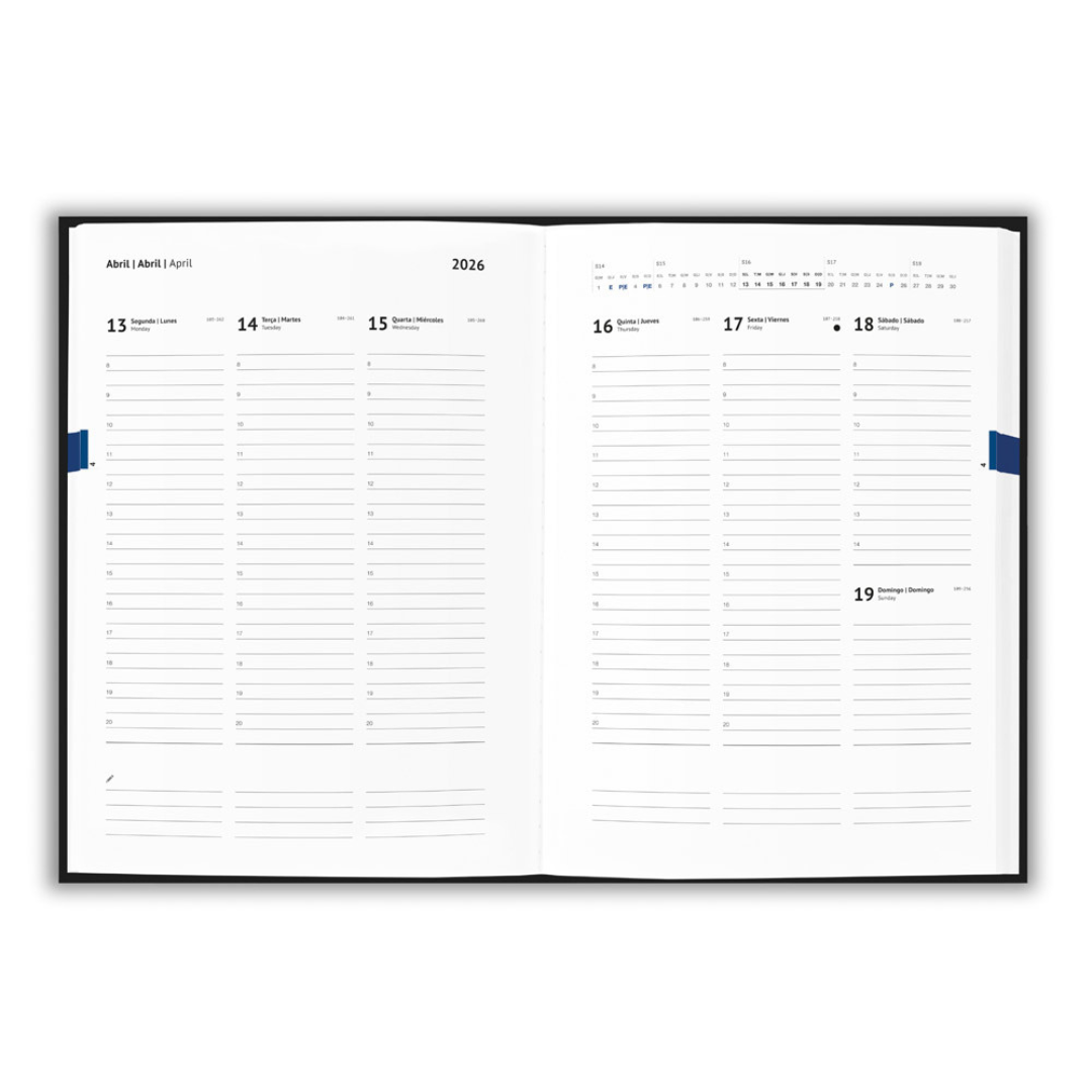Planificación semanal en agenda ecológica con papel certificado FSC, ideal para regalos empresariales sostenibles