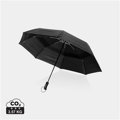 Paraguas Ecológico De Bolsillo Automático Antitormenta de RPET para Personalizar con Trazador AWARE™ y Contribución a ONG - Swiss Peak Tornado 27"