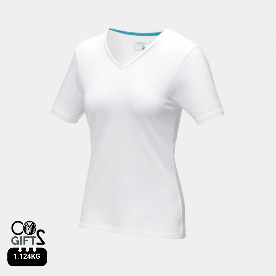 Camiseta Ecológica 95% Algodón Orgánico 200 gr/m2 con Certificado GOTS y OEKO-TEX®Personalizable Cuello Pico para Mujer "Kawartha"