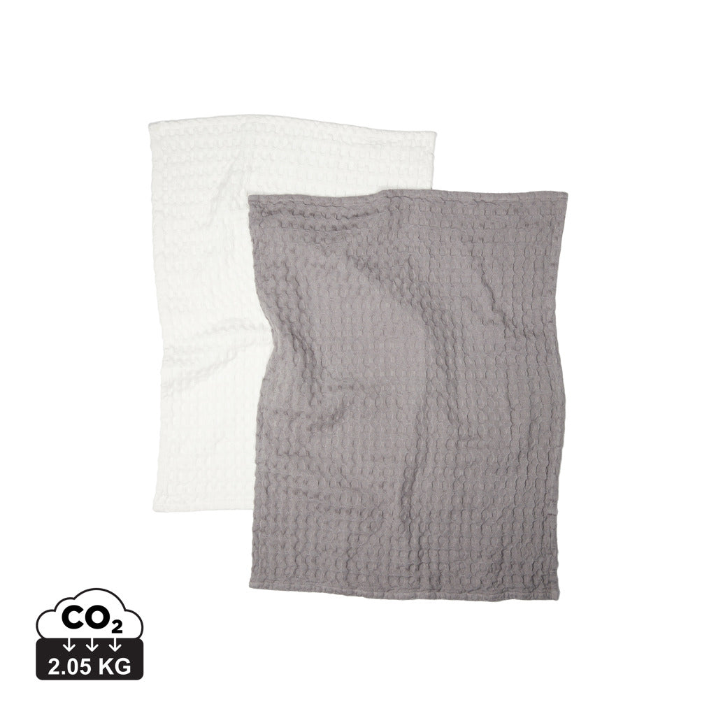 Set de 2 Paños de Cocina Sostenibles 100% Algodón para Personalizar con Estampado de Gofres en Varios Colores Especial Hosteleria