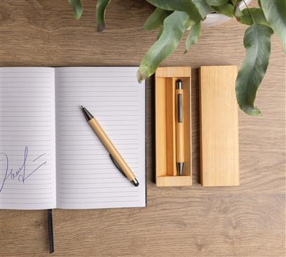 Set de Escritura de Bolígrafo y Portaminas Ecológico de Bambú con Certificado FSC® para Personalizar Especial Formación