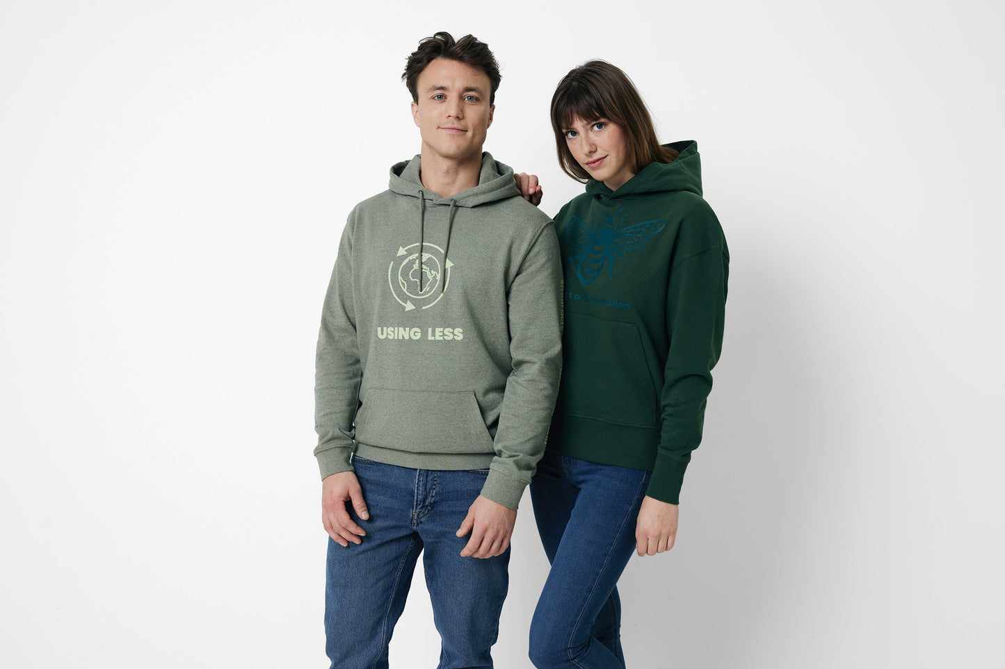 Sudadera Ecológica Unisex con Capucha Regular Fit 50% Algodón Reciclado 50% Orgánico Sin Teñir con Trazador AWARE™ y Certificado OEKO-TEX® para Personalizar Iqoniq Torres 340 G/M²