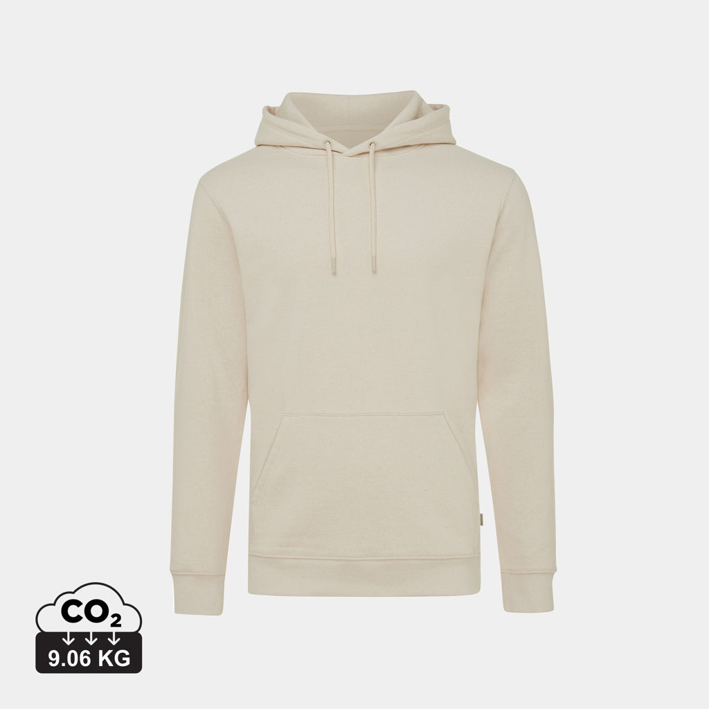 Sudadera Ecológica Unisex con Capucha Regular Fit 50% Algodón Reciclado 50% Orgánico Sin Teñir con Trazador AWARE™ y Certificado OEKO-TEX® para Personalizar Iqoniq Torres 340 G/M²