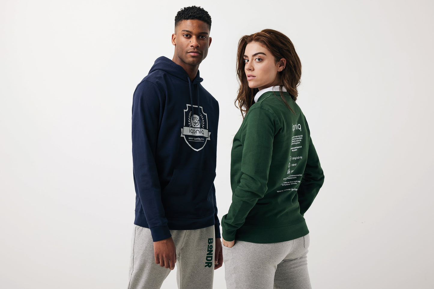 Sudadera con Capucha Ecológica de 50% Algodón Reciclado y 50% Algodón Orgánico para Personalizar con Trazador AWARE™ Iqonic Jasper 340 G/M²