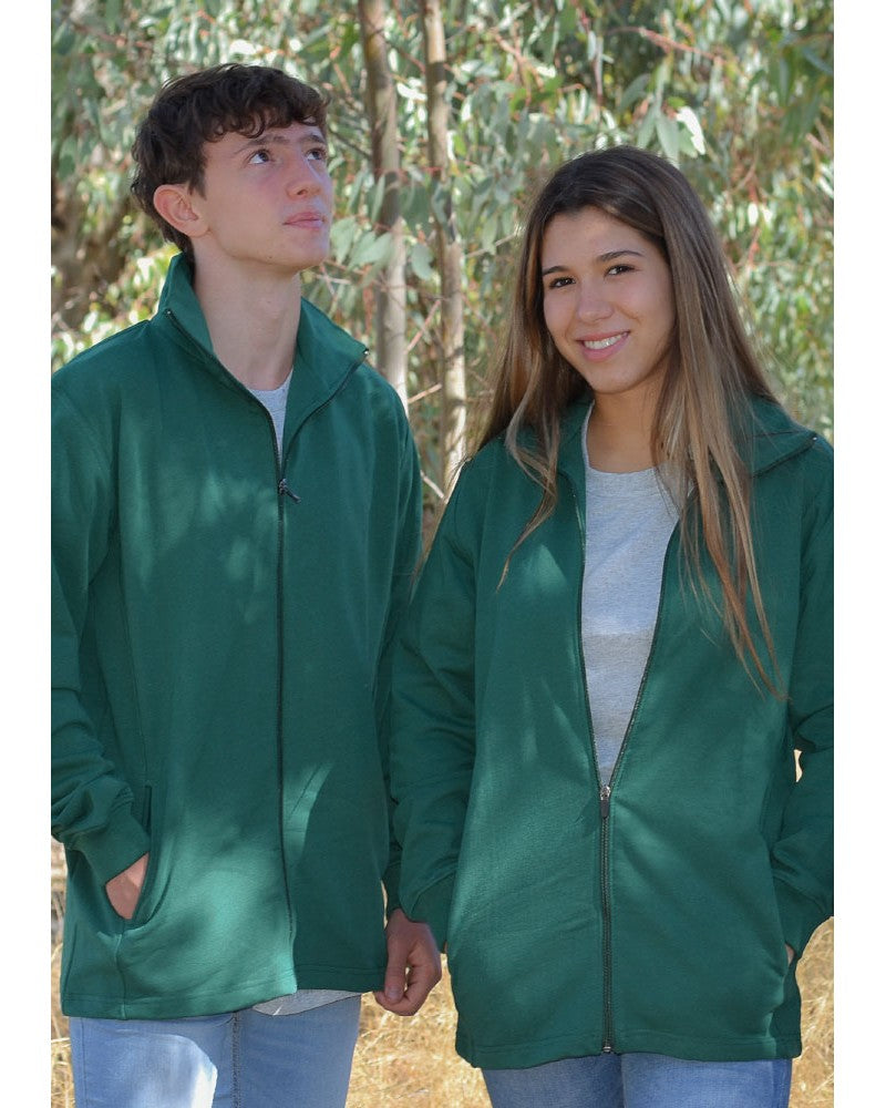 Sudadera de Cremallera Sostenible de Algodón Reciclado y Poliéster Reciclado Personalizable Fabricada en España Ecosistema Unisex - Felpa Perchada 285gr/m2