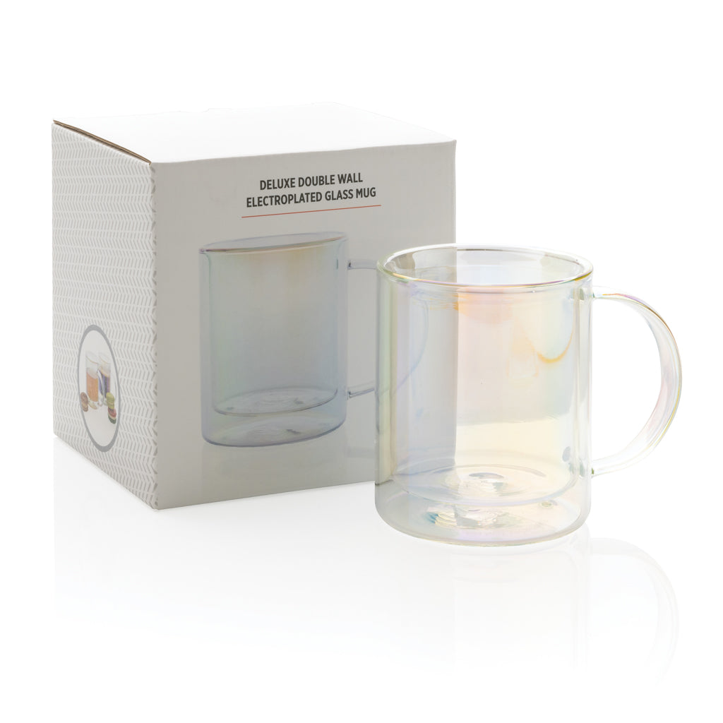 Taza de Lujo Sostenible de Vidrio Galvanizado de Doble Pared Para Personalizar - 330ml