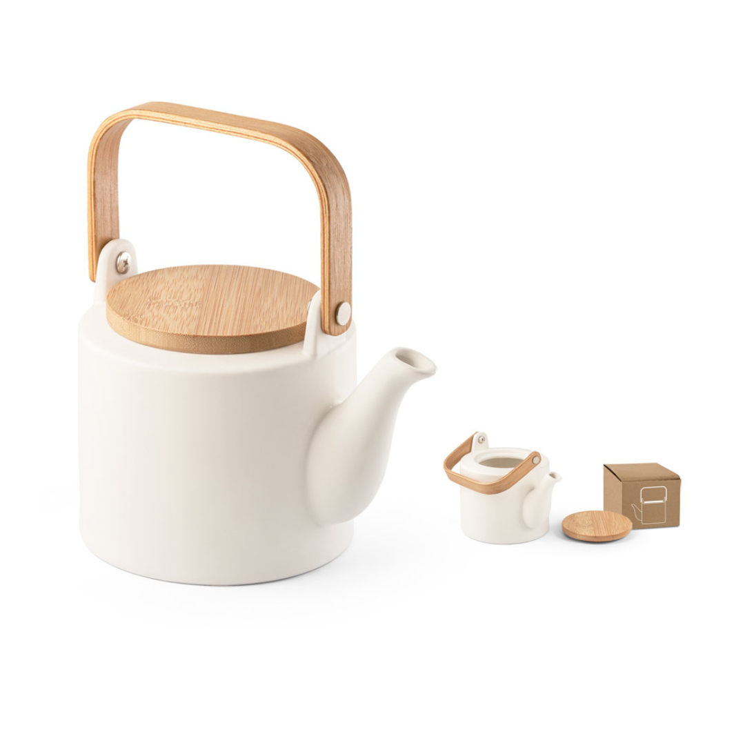 Tetera Sostenible de Cerámica con Tapa y Asa de Bambú Personalizable Glogg - 700ml