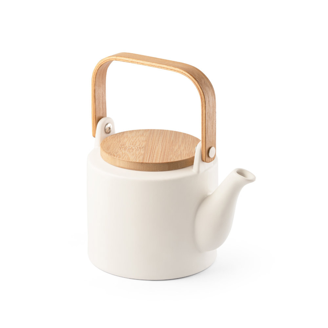 Tetera Sostenible de Cerámica con Tapa y Asa de Bambú Personalizable Glogg - 700ml