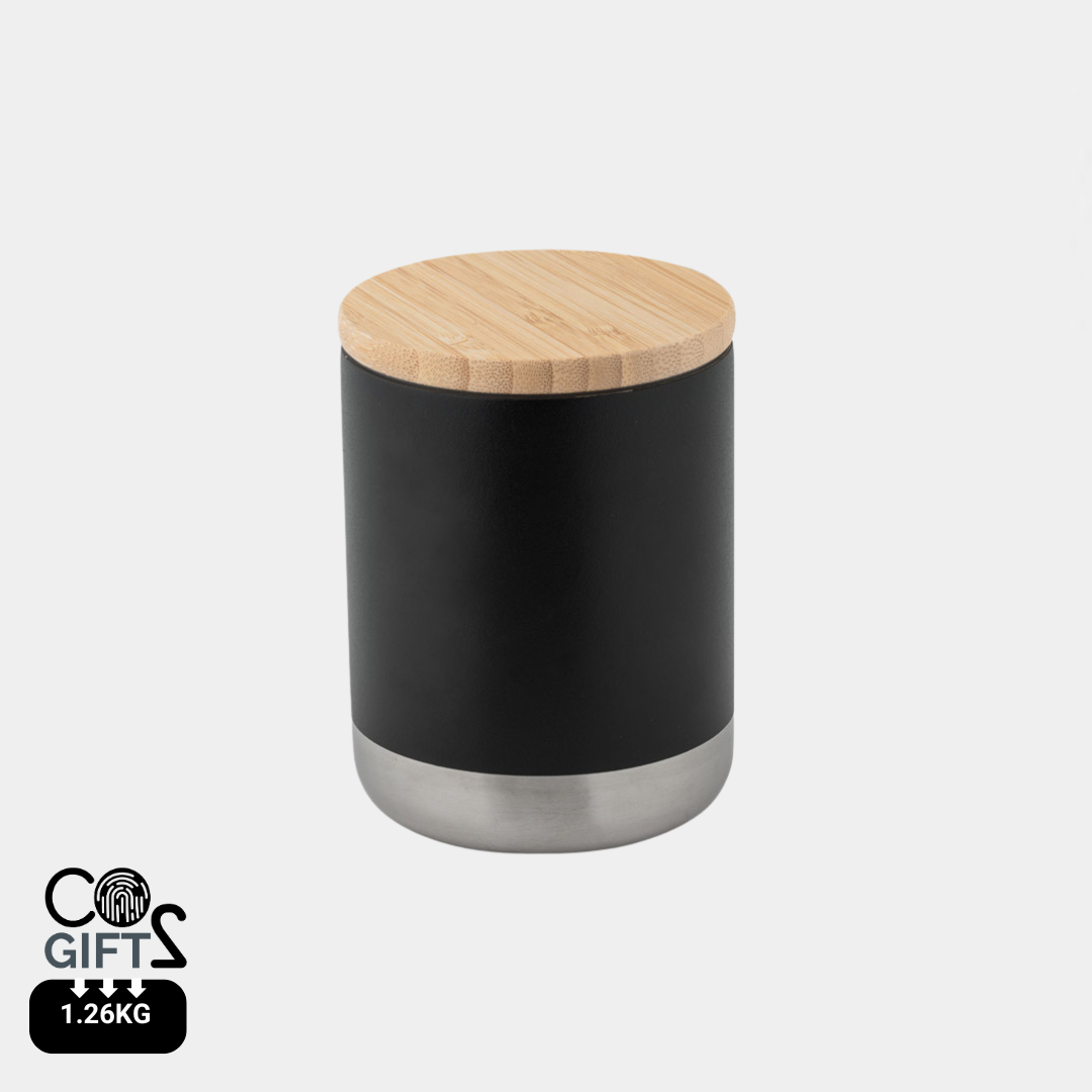 Vaso Take Away Ecológico de Acero Inoxidable( 36% Reciclado) con Tapa de Bambú para Personalizar Norre Tumbler - 370ml