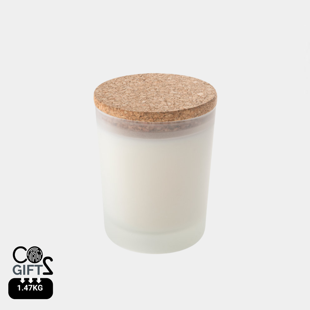 Vela Aromática de Cera de Soja Vegana en Vaso de Cristal con Tapa de Corcho Personalizable Made in Europe Duval